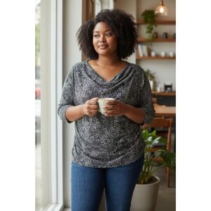 Pure Energy Women Shirt, Size 2, Gray/Black, 100% Polyester